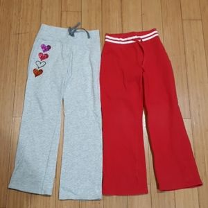 Girls Gray Pants, Size 6-7 & Red Pants, Size 6/6x